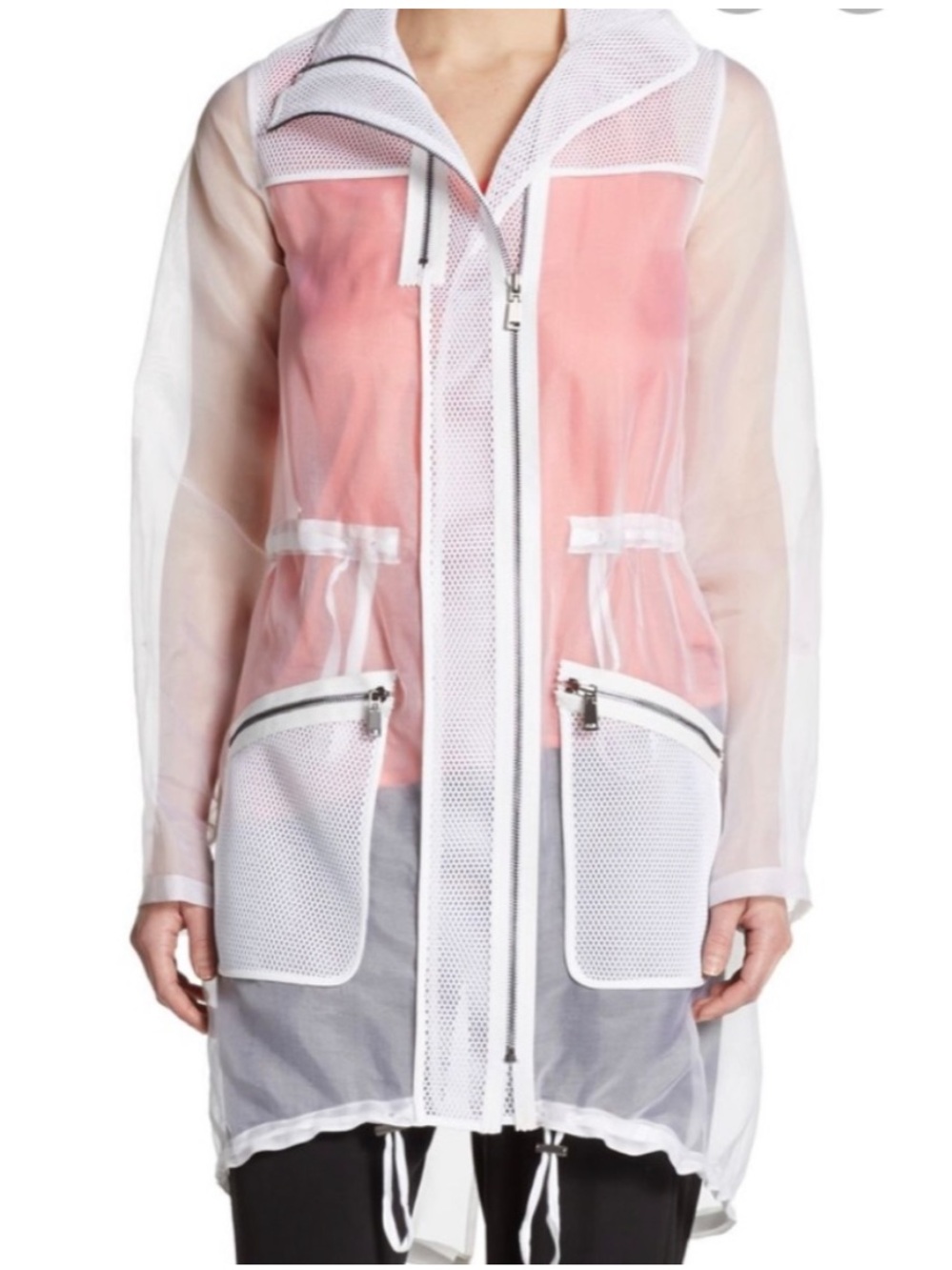 Elie Tahari ivory mesh silk avant garde see through jacket S art to wear